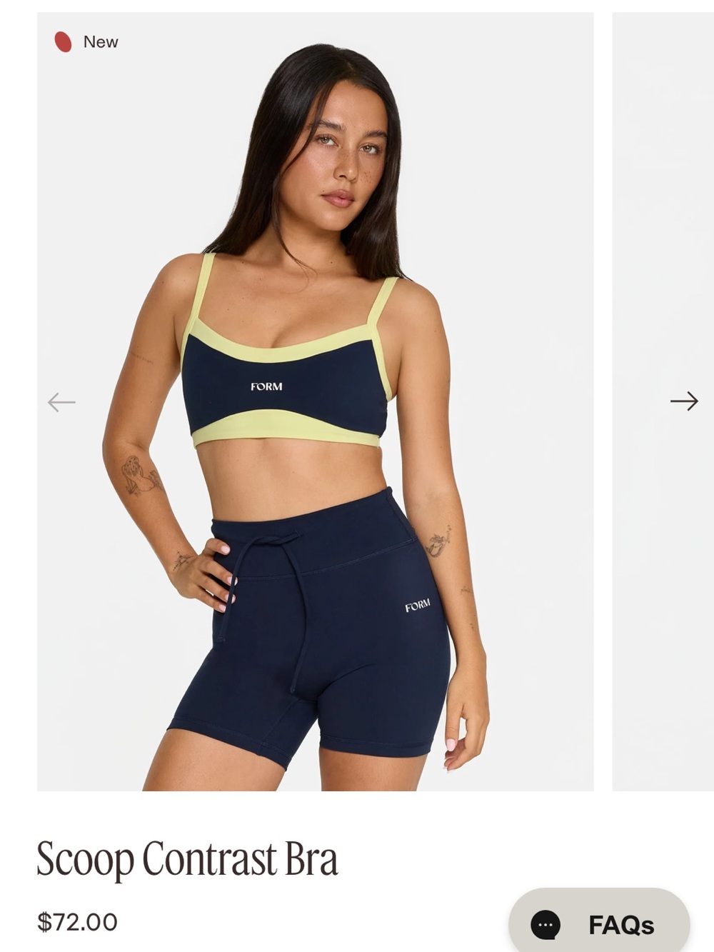 Form Contrast Trim Navy & Yellow Sports Bra